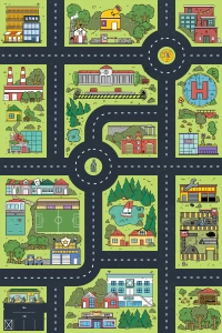 Miasteczko / City Playmat  Poliester Wodoodporny