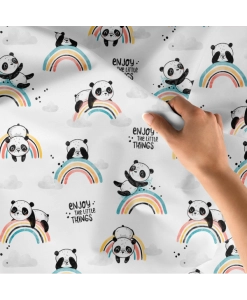 Tkanina Bawełniana Premium Rainbow Pandas