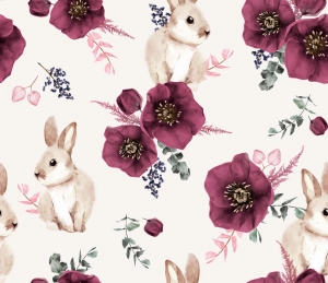 Poliester Wodoodporny Króliki malwy / Mallow bunny
