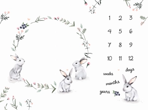 Milestone Blanket "Króliki na łące / Meadow Bunnies" ENG