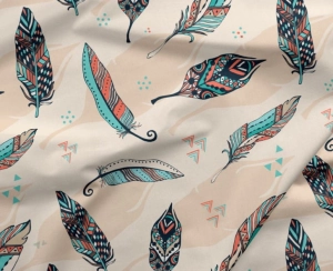 Tkanina Bawełniana Piórka Krem / Feathers on Cream