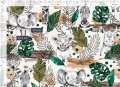 Jersey drukowany singiel bawełna z elastanem Monstera Safari