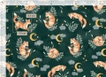 Tkanina Bawełniana Premium Moon Fox on green