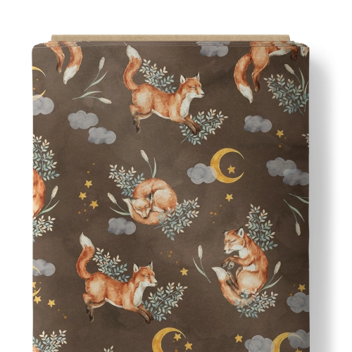 Tkanina Bawełniana Premium  Moon Fox on brown