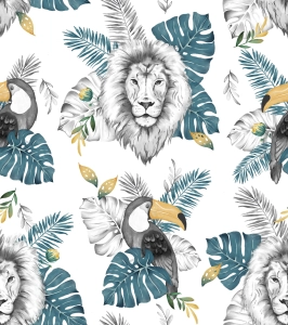 Tkanina Poliestrowa wodoodporna drukowana wzór Jungle Monstera