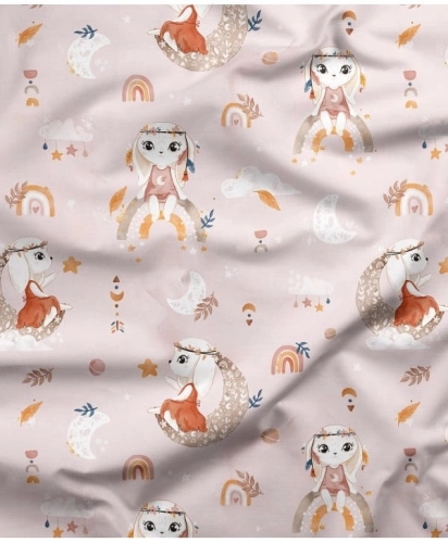 Różowy Króliczek Boho na Tęczy / Pink Boho Bunny on the Rainbow