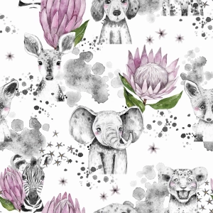 Poliester Wodoodporny Flower Safari