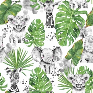 Poliester Wodoodporny Green Monstera Safari