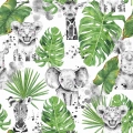 Tkanina Bawełniana Premium Green Monstera Safari