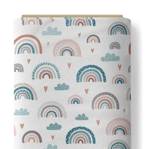Tkanina Bawełniana Premium Doodle Rainbow