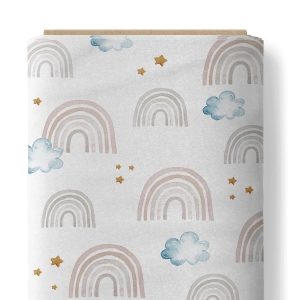 Tkanina Bawełniana Premium Rainbows, stars and clouds