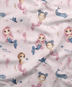 Bawełna Pink  Mermaids 
