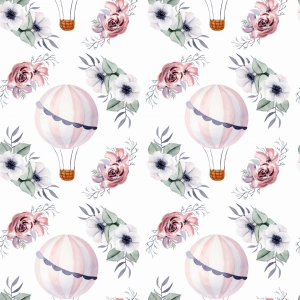 OUTLET Bawełna Balony i Kwiaty / Balloons and flowers 95x150cm (1)