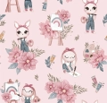 Tkanina Bawełniana Premium Pink Artist Bunny