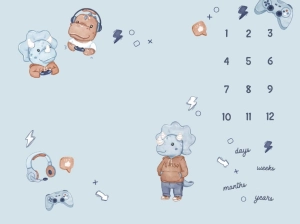 Milestone Blanket  "Gamer Dudes Blue" ENG
