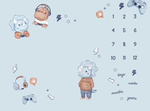 Milestone Blanket "Gamer Dudes Blue" ENG