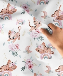 Tkanina Bawełniana Premium Tygryski Boho / Boho tigers