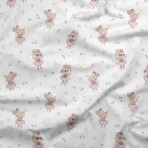 Dzianina dresowa White Fairy Mouse