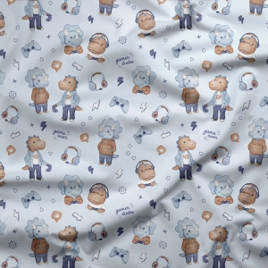 Tkanina Bawełniana Premium Blue Gamer Dudes