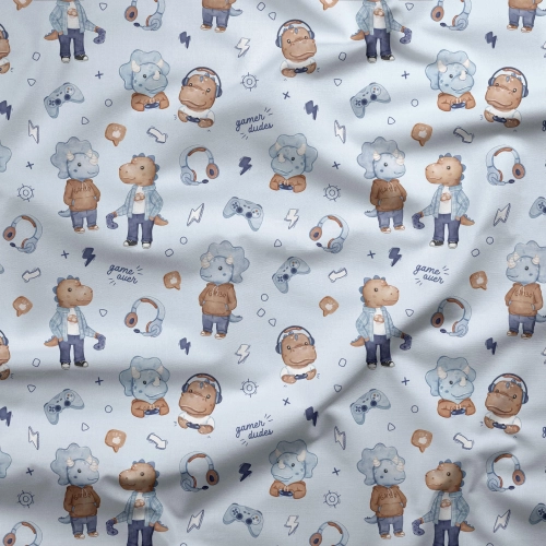 Tkanina Bawełniana Premium Blue Gamer Dudes