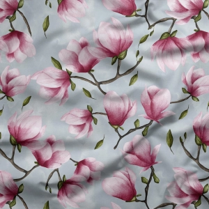 Bawełna Magnolie - Błękit / Magnolias - Blue