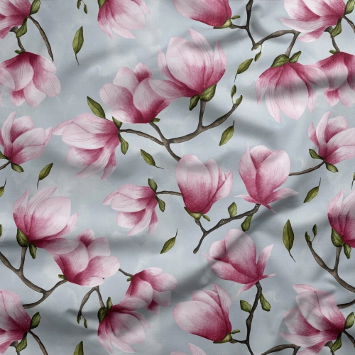Bawełna Magnolie - Błękit / Magnolias - Blue