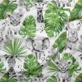 Tkanina Bawełniana Premium Green Monstera Safari