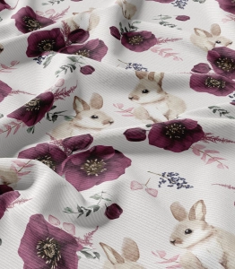 Rib Knit Jersey  Króliki Malwy / Mallow Bunny