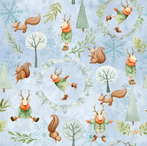Bawełna Premium Deer on ice skates