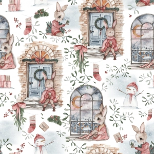 Bawełna Premium Christmas Bunny White