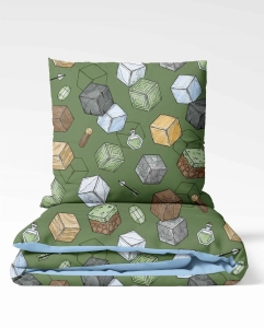Tkanina Bawełniana Premium World of Blocks  Dark Green