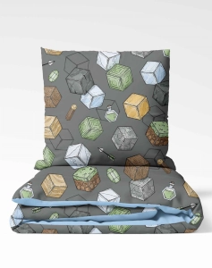 Tkanina Bawełniana Premium World of Blocks Gray