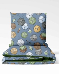 Tkanina Bawełniana Premium World of Blocks darkblue