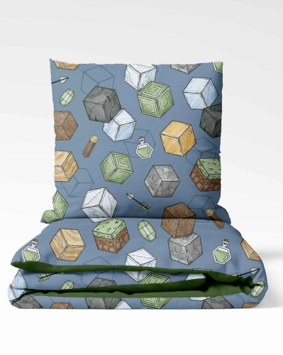 Tkanina Bawełniana Premium World of Blocks darkblue