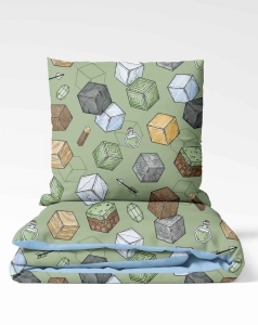 Tkanina Bawełniana Premium  World of Blocks Green