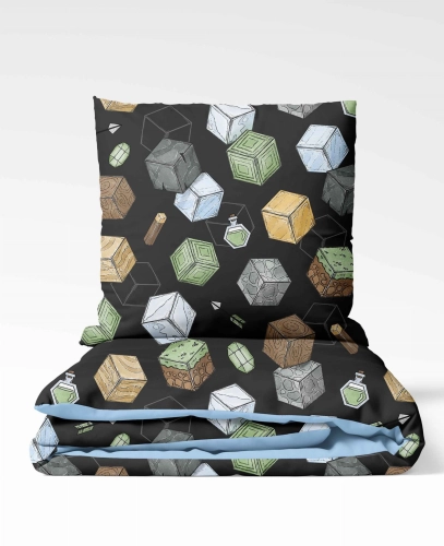 Tkanina Bawełniana Premium World of Blocks Dark Gray
