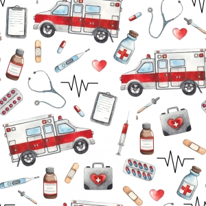 Drukowana Dzianina Dresowa Ambulance