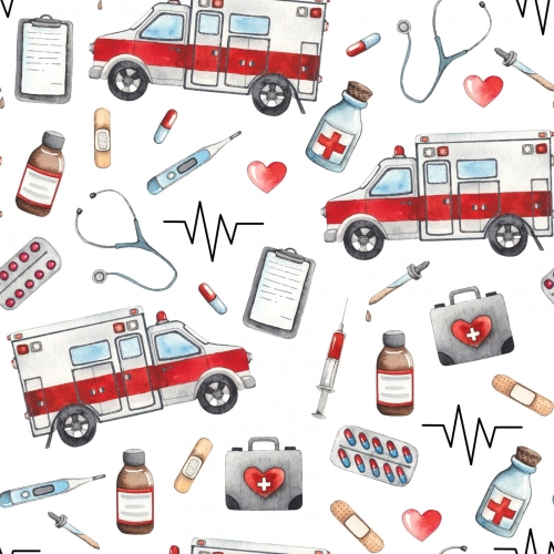 Drukowana Dzianina Dresowa Ambulance