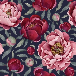 Drukowana Dzianina Dresowa Dark Peonies