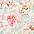Drukowana Dzianina Dresowa Summer Peonies on Beige