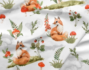 Jersey drukowany singiel bawełna z elastanem Forest Fox