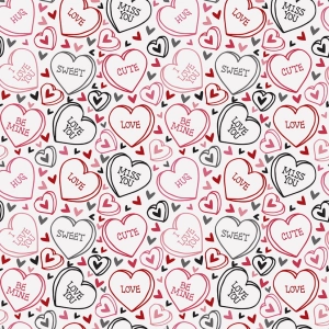 Tkanina Bawełniana Premium Drawn Hearts