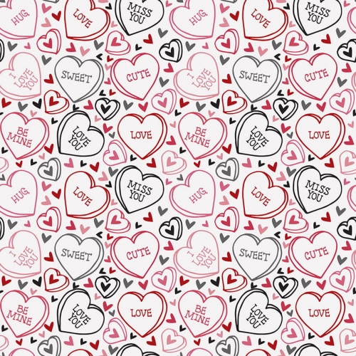 Tkanina Bawełniana Premium Drawn Hearts