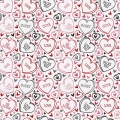 Jersey drukowany singiel bawełna z elastanem Drawn Hearts