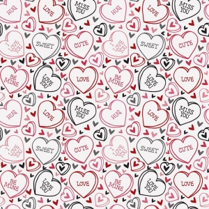 Jersey drukowany singiel bawełna z elastanem Drawn Hearts