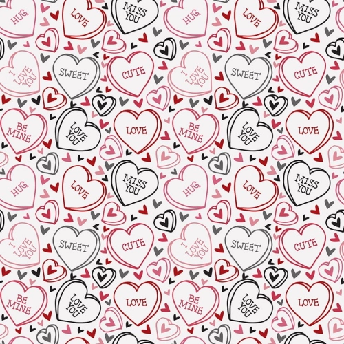 Jersey drukowany singiel bawełna z elastanem Drawn Hearts