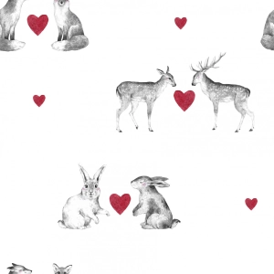 Tkanina Bawełniana Premium Hearts and Deers