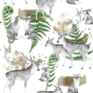 Tkanina Bawełniana Premium Deer in the Ferns