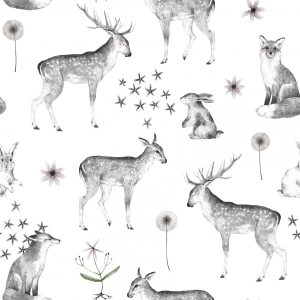 Tkanina Bawełniana Premium Dandelions and Animals