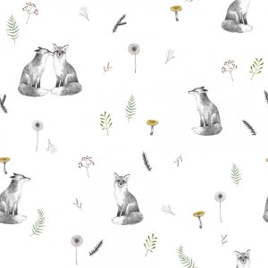 Tkanina Bawełniana Premium Foxes in the meadow